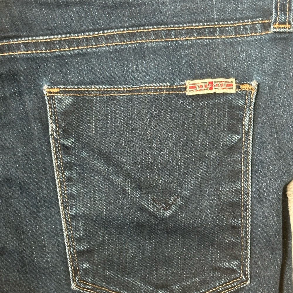 Hudson Jeans Women’s Dark Indigo Shine Mid-Rise Skinny Jeans - Picture 5 of 7
